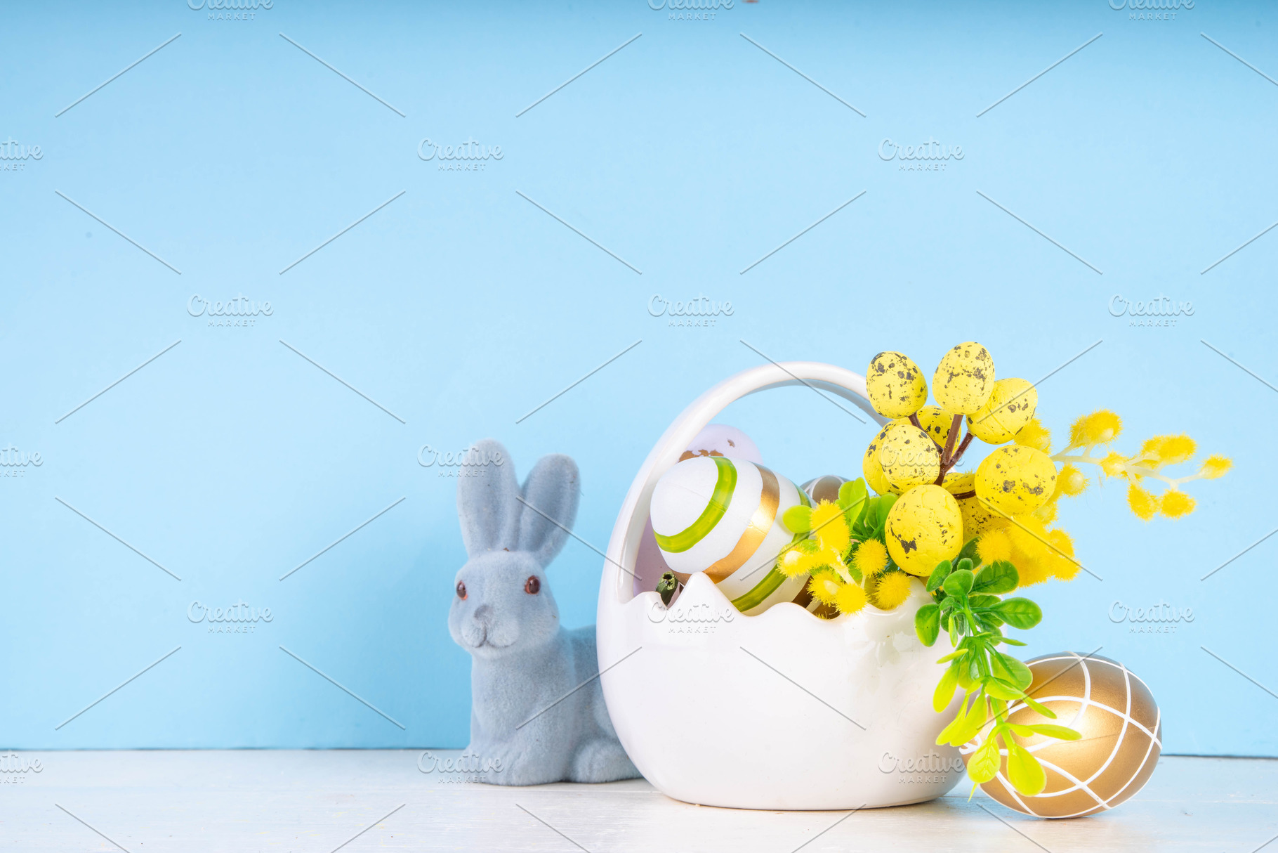 Happy Easter background with  Easter eggs basket, a Holiday Photo by Rimma