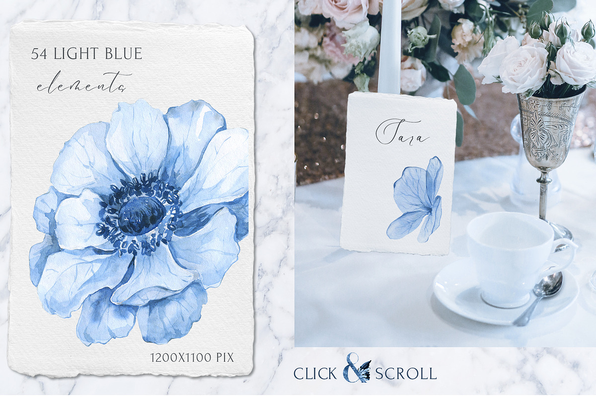 Twilight Garden Blue Watercolor Set, an Object Graphic by Cat In Colour (Photo 8 of 10)