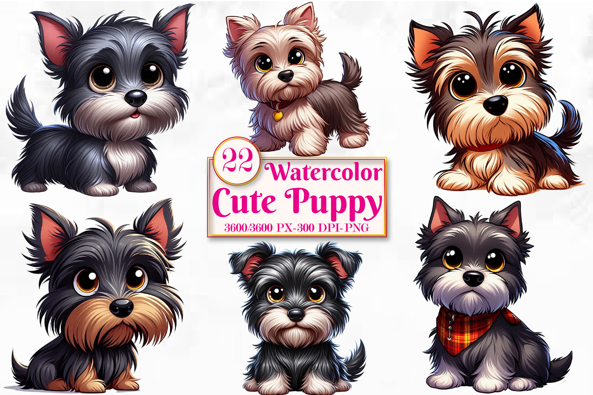 Watercolor Cute Puppy Png clipart, a Seasonal Illustration by Craft Nest (Photo 1 of 5)