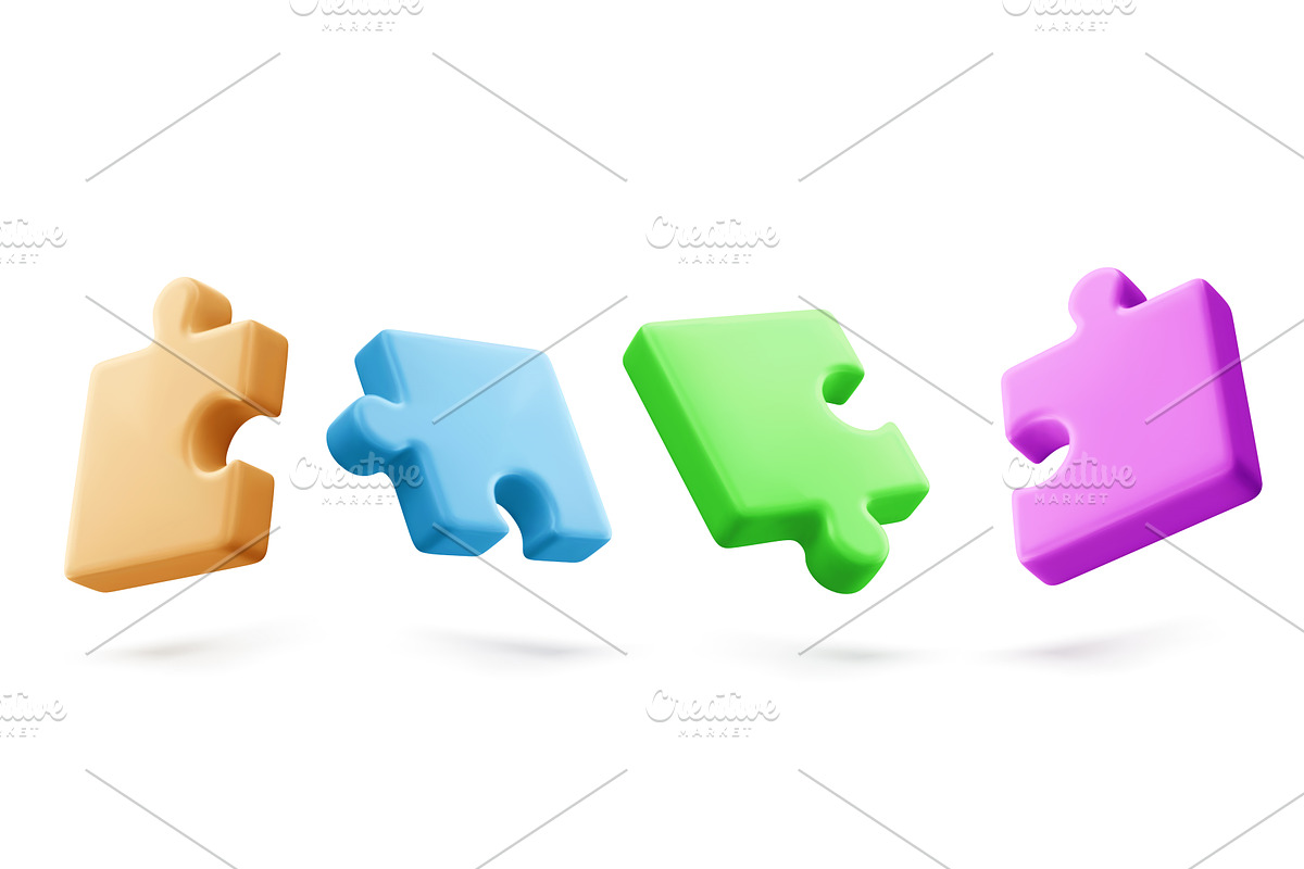 3D puzzle pieces set isolated on, an Object Illustration by art PVP - market