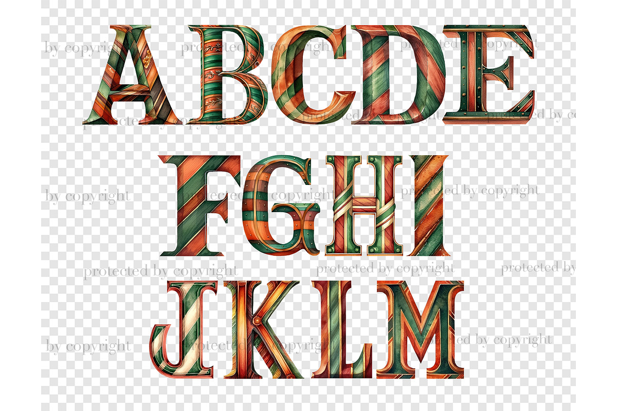 Terracotta And Green Letters, a Decorative Illustration by GlamArtZhanna (Photo 4 of 5)