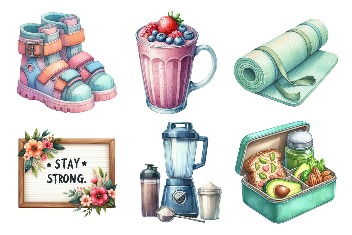 Watercolor Fitness Workout Clipart, an Illustration by Daily.Designs (Photo 5 of 5)