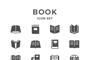 Set icons of book, a Solid Icon by motorama
