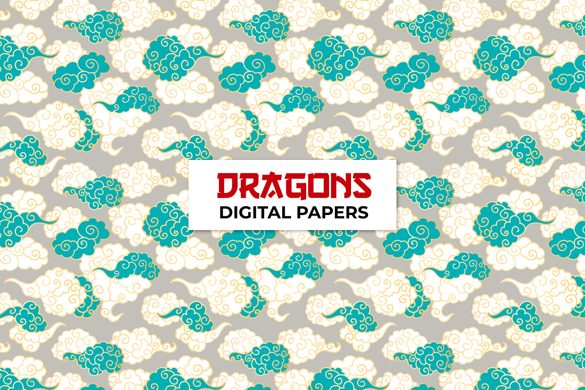 Chinese Dragon Digital Papers, a Pattern Graphic by ilonitta (Photo 10 of 13)
