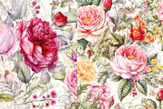 Watercolor Flowers Digital Papers, a Pattern Graphic by BonaDesigns (Thumbnail 5 of 6)