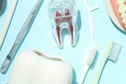 Concept of tooth treatment and dental care, top view, a Health & Medical Photo by AtlasStudio PRO