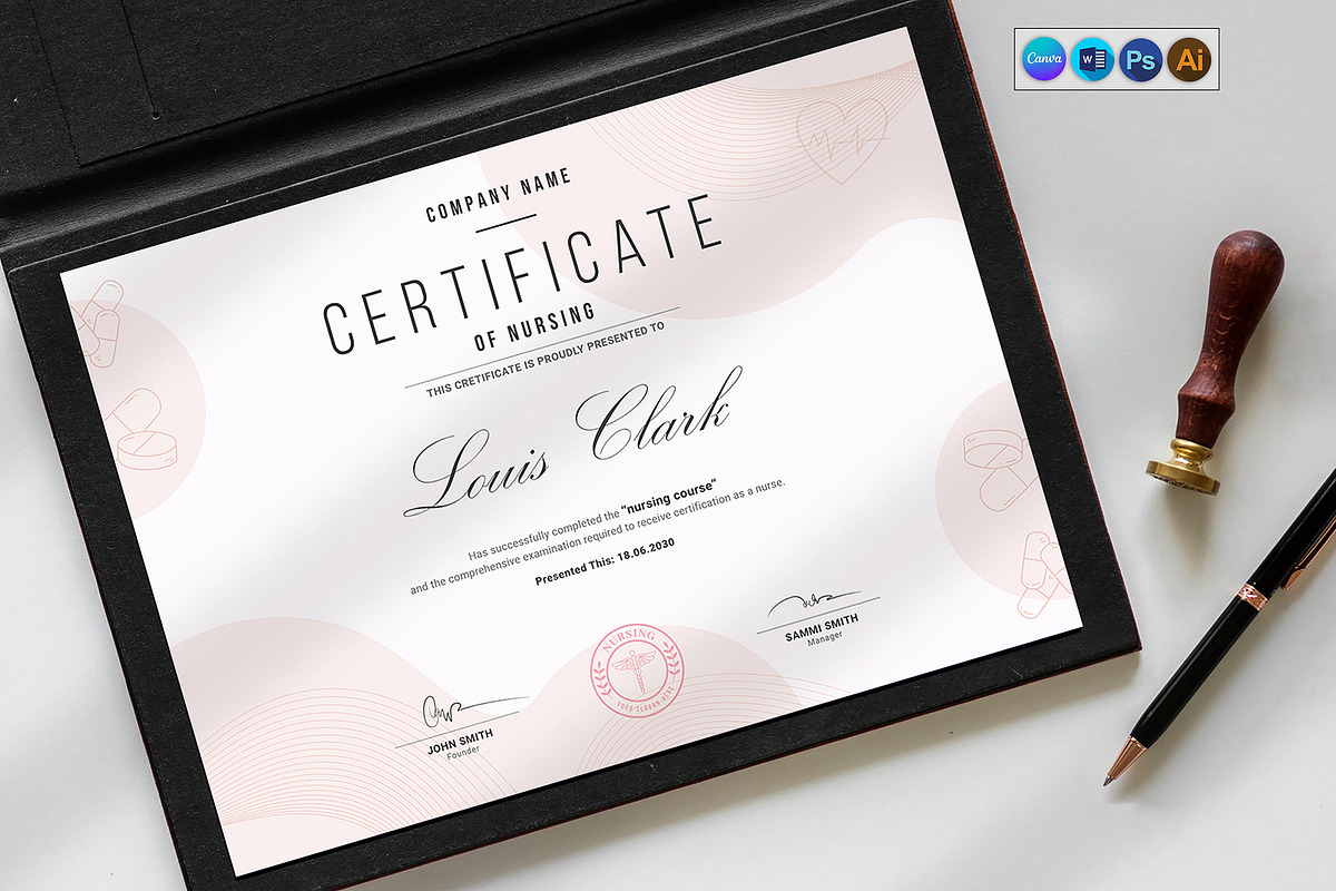 Canva Nursing Training Certificate, a Stationery Template by DesignDevisers (Photo 2 of 10)