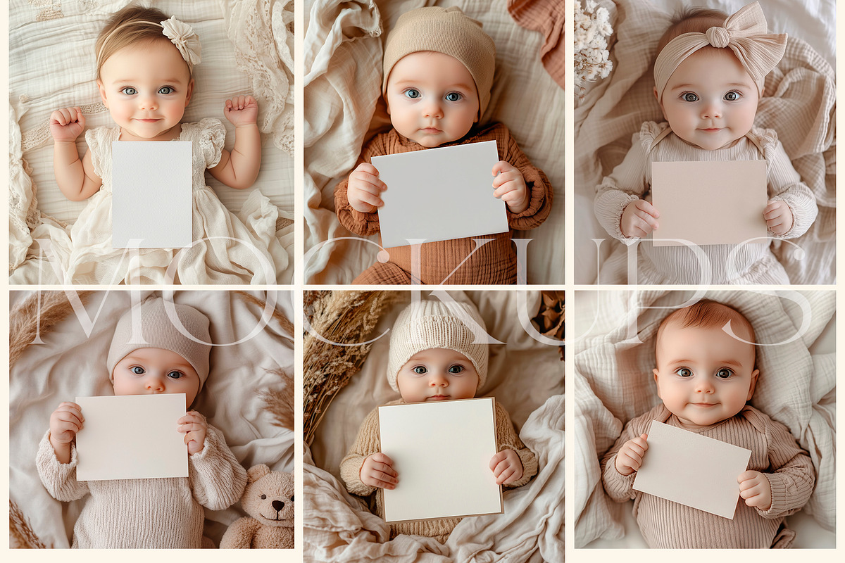 Cute Nursery Card Mockups., a Books & Magazine Mockup by Designwork (Photo 2 of 15)