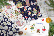 Snowmen Village Watercolor Clipart, an Illustration by Anna Druzhkova (Thumbnail 20 of 20)