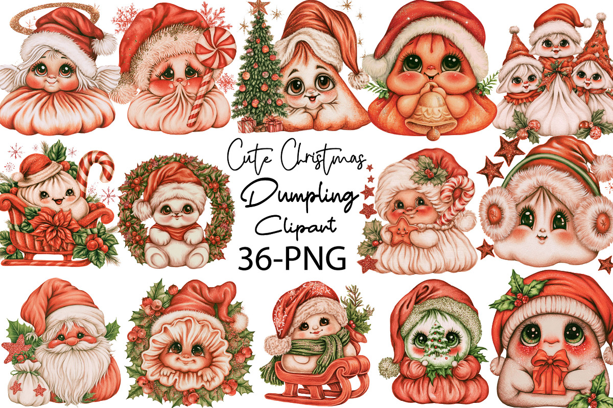 Cute Christmas Dumpling Clipart, a Seasonal Illustration by SVGArt (Photo 1 of 5)