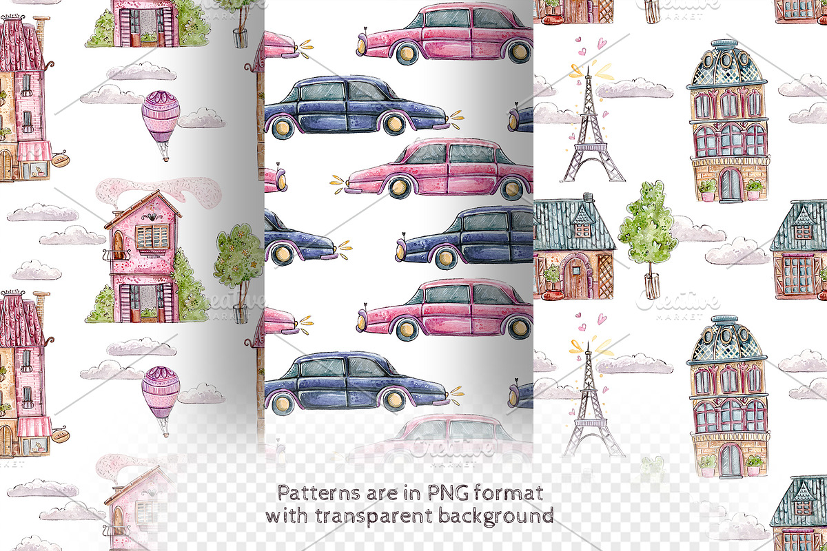 French Houses set +3 patterns, a Decorative Illustration by Kristina Crocus (Photo 4 of 4)