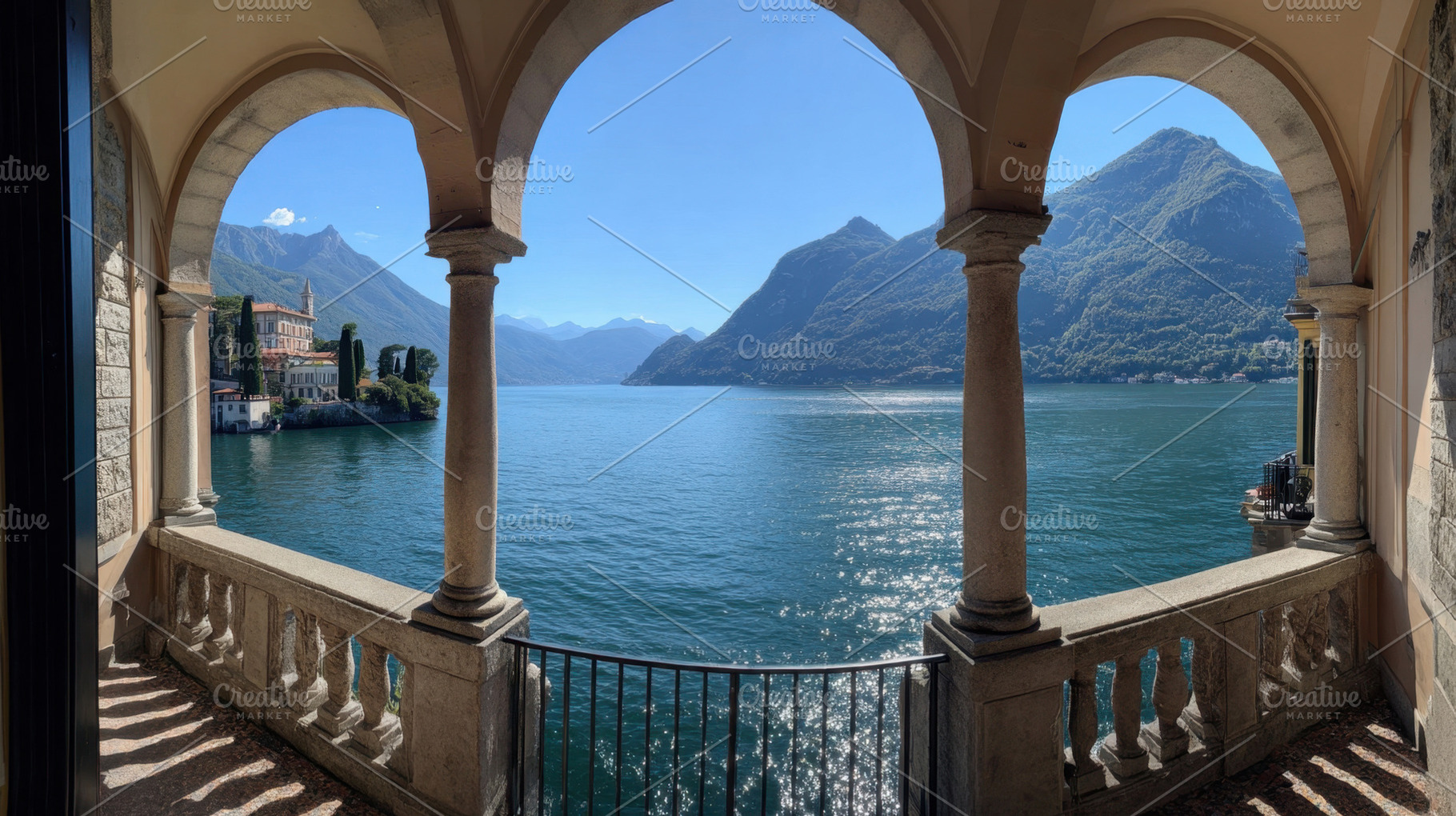 View of mountains over tranquil lake, a Photo by Beautiful things
