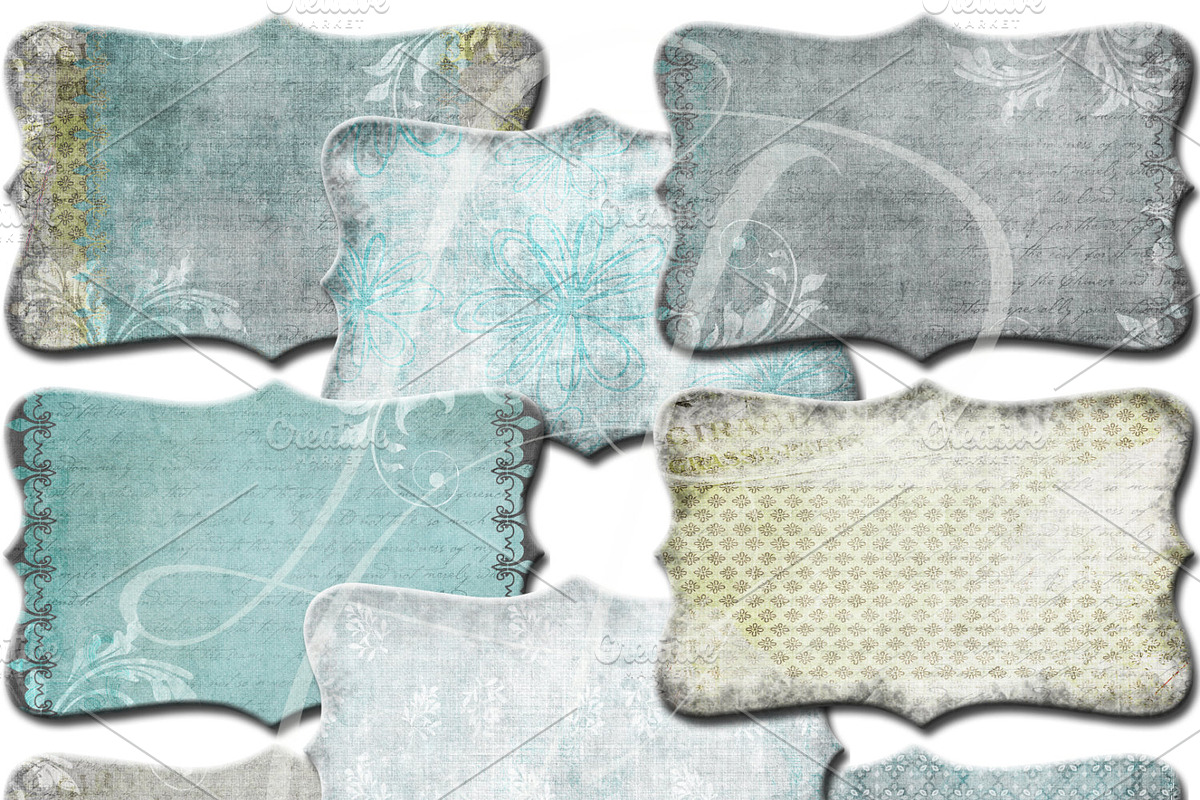 Teal & Chartreuse Clipart Frames PNG preview 2
