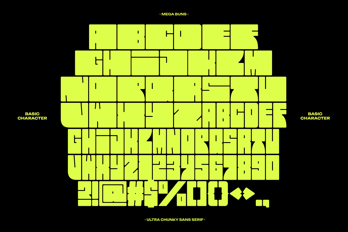 Mega Buns | Ultra Chunky Sans, a Sans Serif Font by Denustudios (Photo 10 of 13)