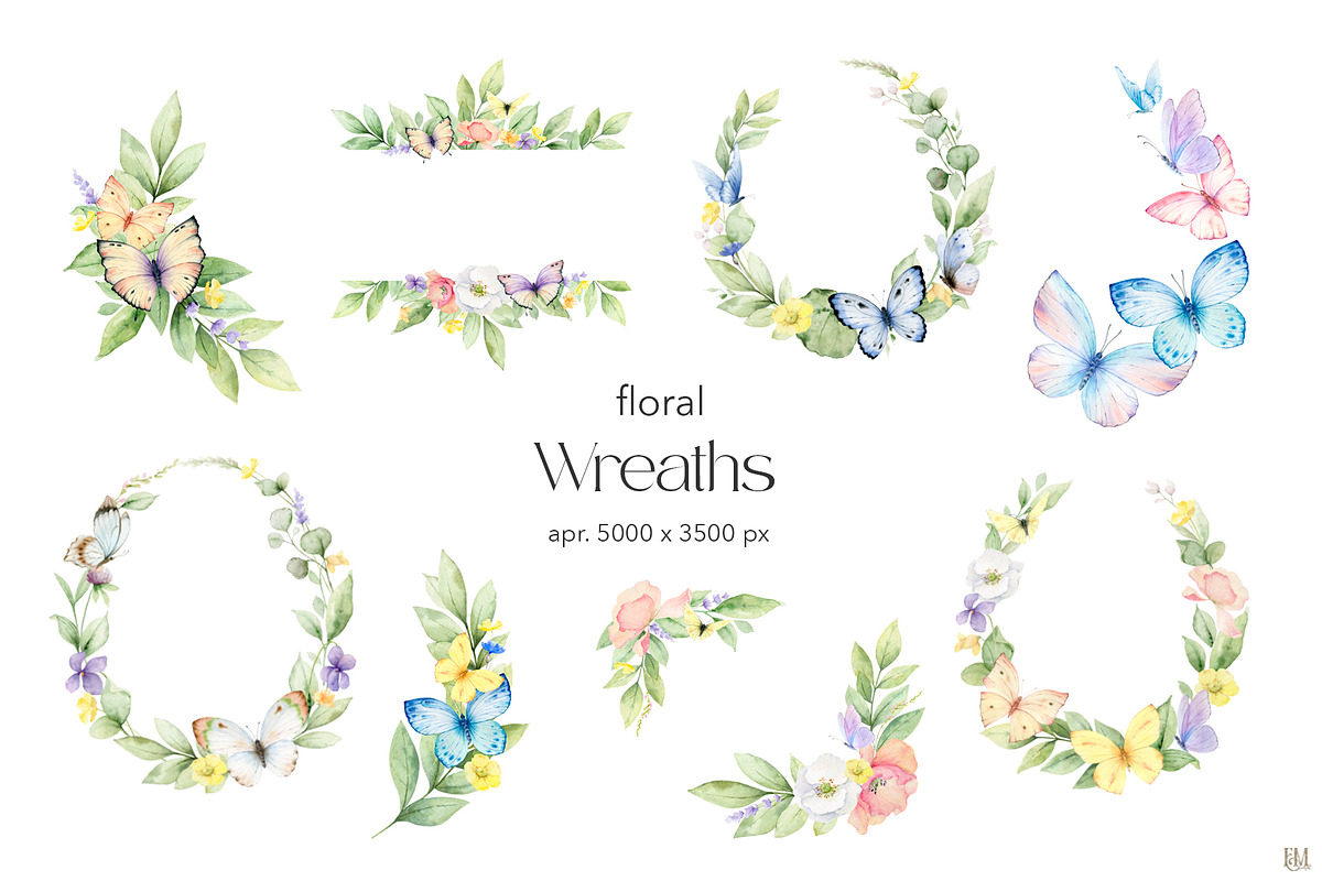 Watercolor Butterflies and Flowers, a Decorative Illustration by Elena Medvedeva (Photo 6 of 12)