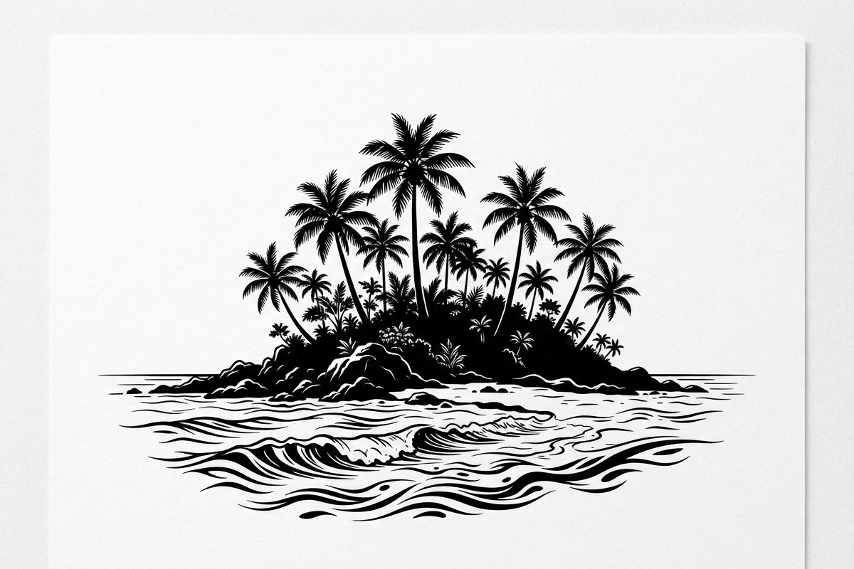 50 Tropical Palm Island Silhouette, an Empty State Illustration by Amazin_art (Photo 29 of 41)