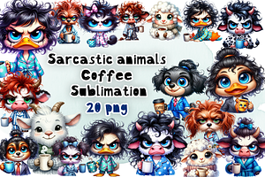 Sarcastic animal Coffee clipart, an Animal Illustration by ElenazlataArt