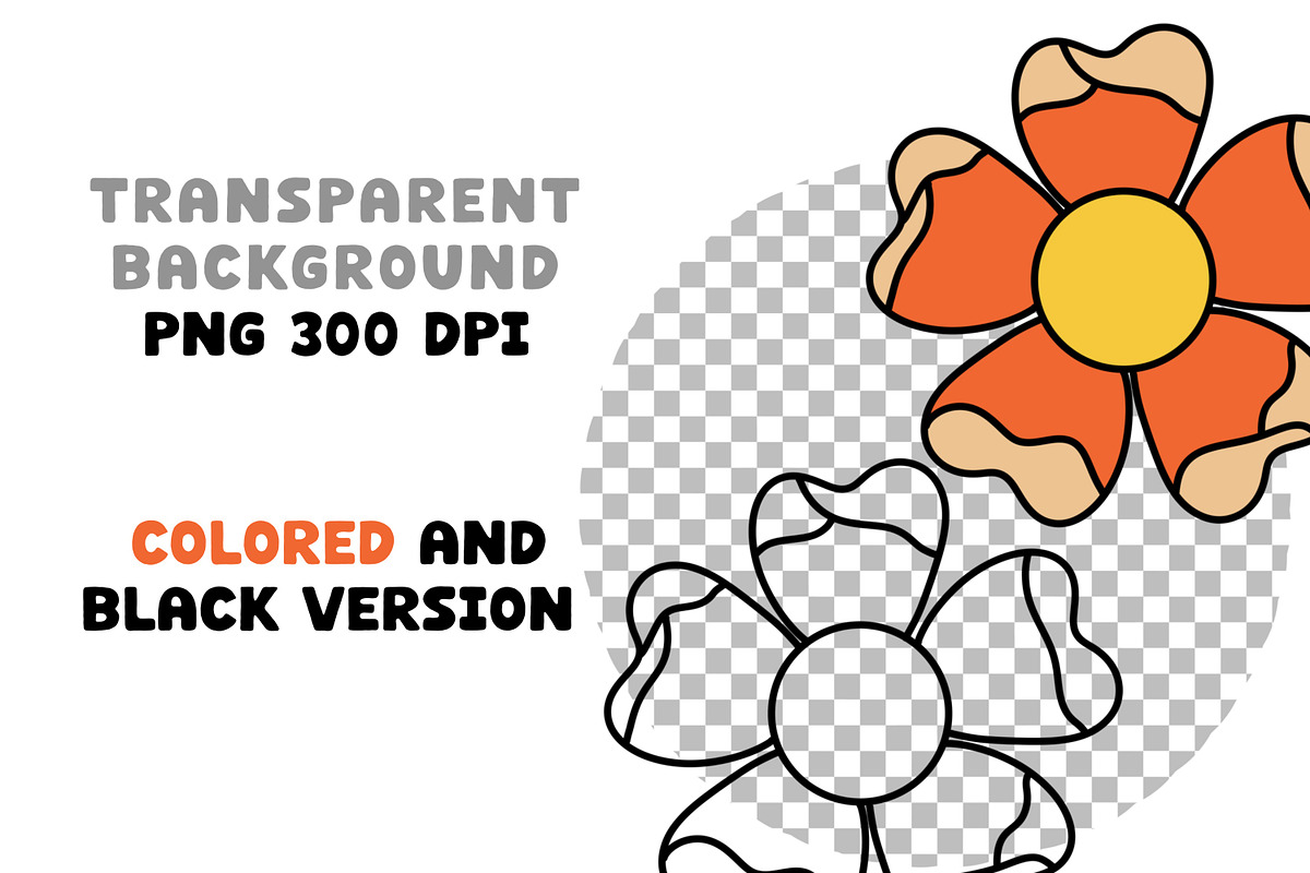 Flower Power Groovy Png Clipart Set, an Object Graphic by Brush Lab (Photo 5 of 5)
