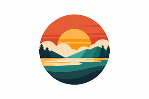 The sun is setting behind mountains,, a Graphic by Iftikhar Alam