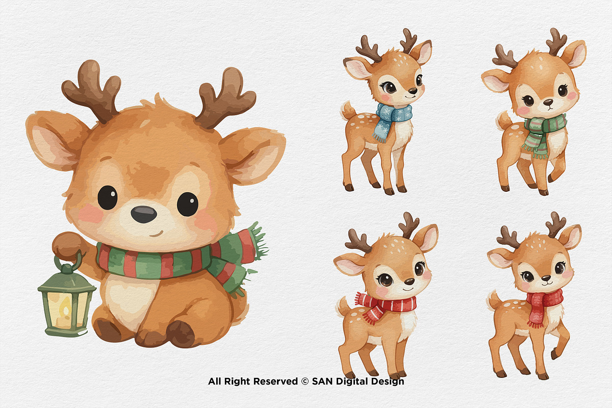 15 Bundle Watercolor Cute Deer Stag, an Animal Illustration by Morspective (Photo 5 of 8)
