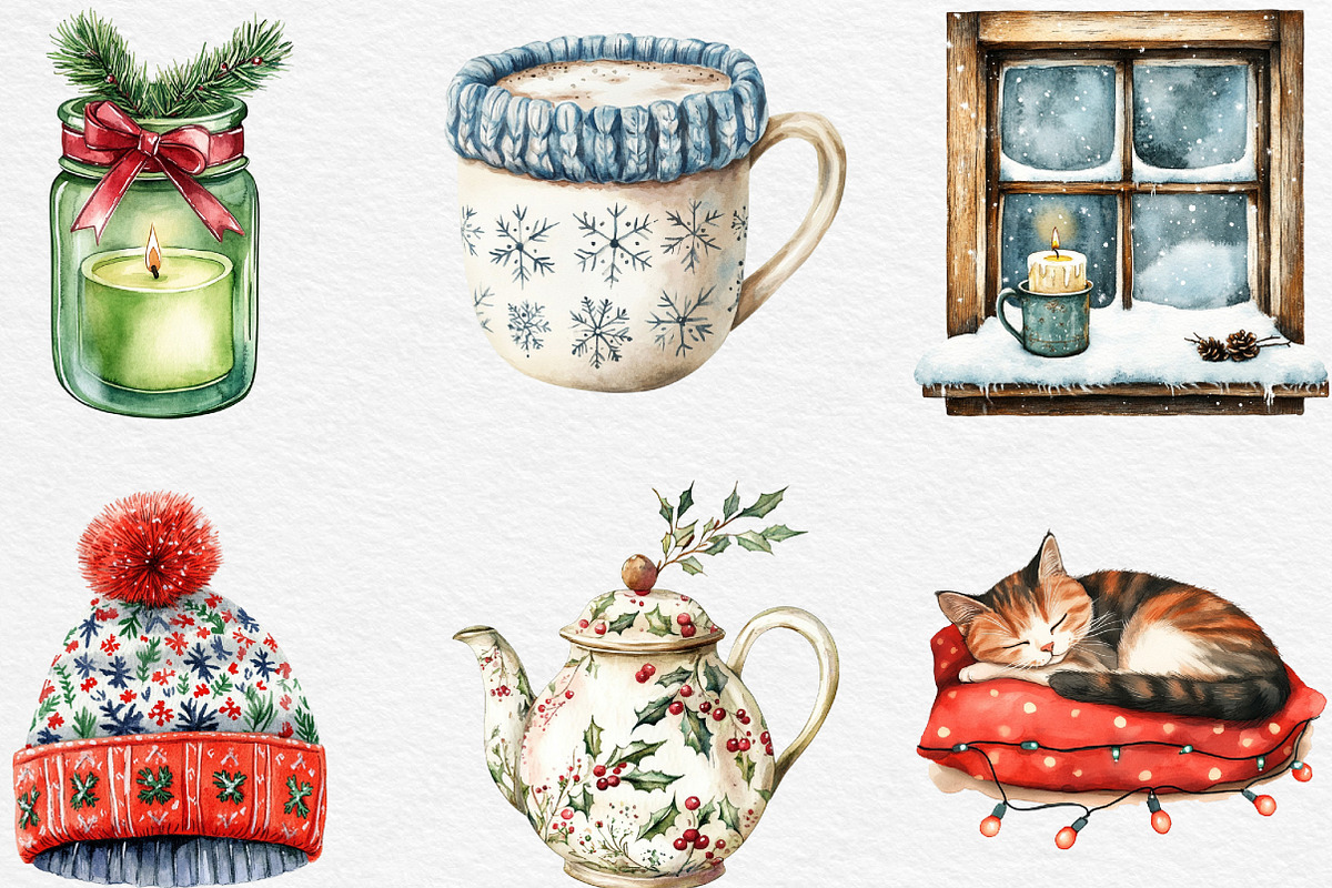 Cozy Christmas Time Clipart, an Illustration by Black Bird Studio (Photo 6 of 6)