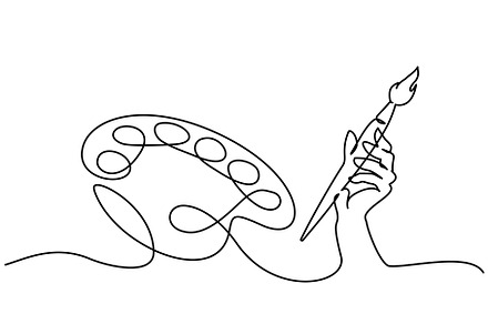 Artists hand holds brush and palette, a Person Illustration by Valenty