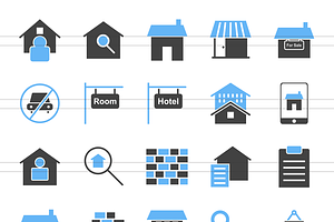 50 Housing Blue & Black Icons