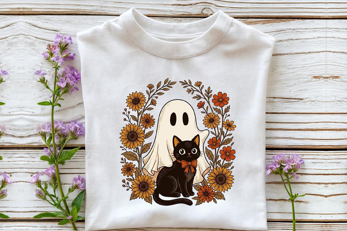 Cute Halloween Ghost and Cat Png, a Work Illustration by Sublimation Artist (Photo 3 of 9)