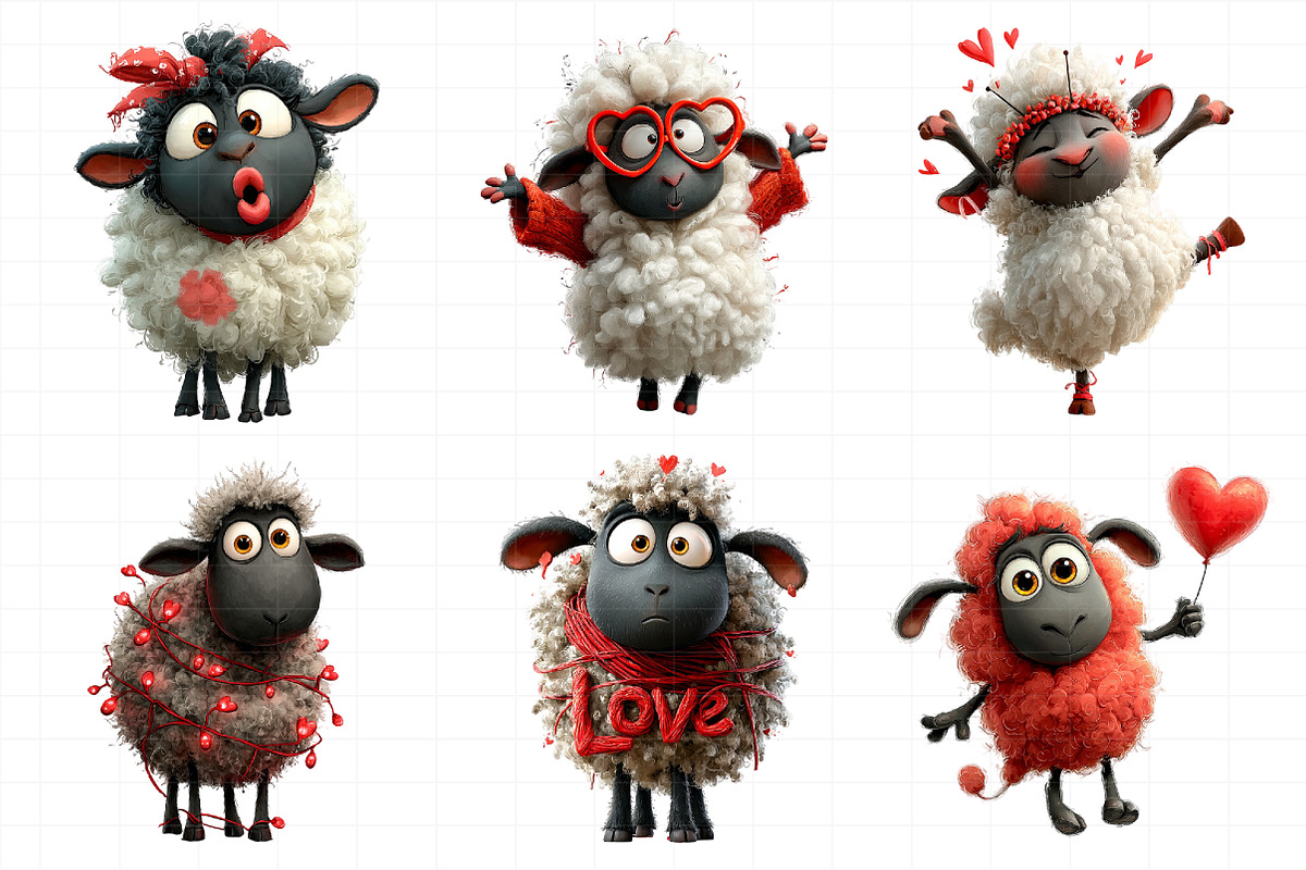 Funny Valentine Sheep Clipart, an Illustration by Daily.Designs (Photo 3 of 5)