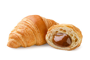 Croissant and half with jam on a, a Food & Drink Photo by innakreativ