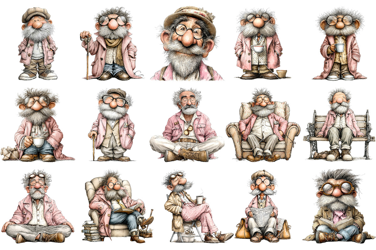 Whimsical Grandpa Clipart, an Illustration by OK Design (Photo 3 of 6)