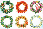 Watercolor Summer Wreath Clipart PNG, an Illustration by Canvas Craft (Thumbnail 4 of 4)