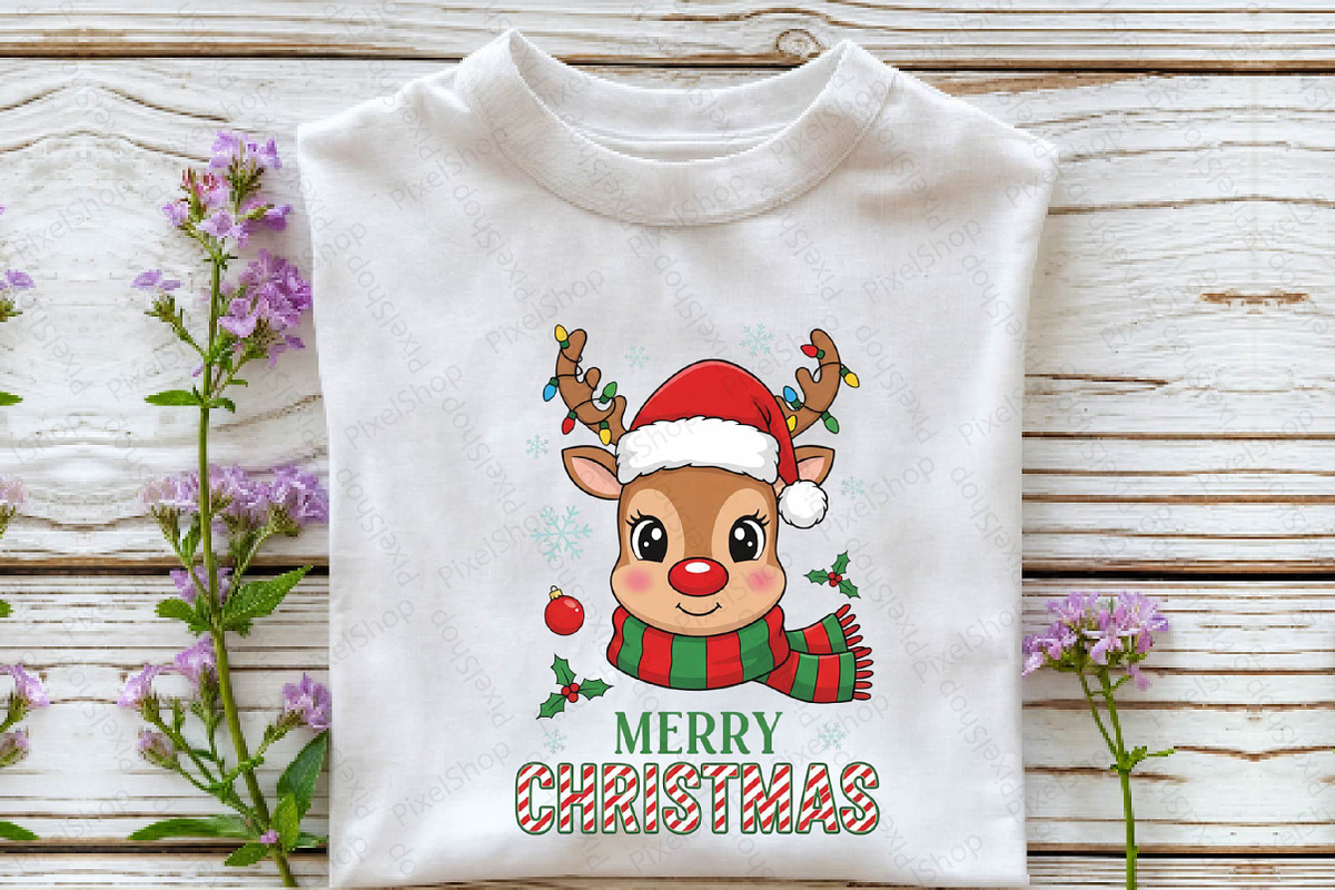 Reindeer Merry Christmas PNG, an Illustration by DreamPrint404 (Photo 2 of 7)