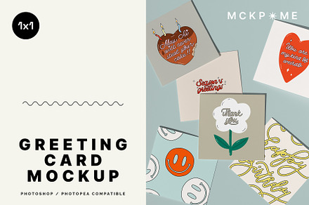 Multiple 1x1 Square cards mockup, a Merchandise Mockup by MOCKUP*ME