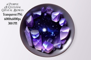 Purple Celestial Crystal Bowls