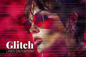 Glitch Lines Distortion Mockup, a Layer Style Add-On by studiogstock