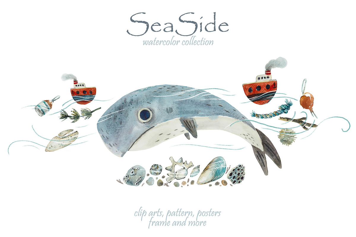 Watercolor SieSide and Whale, an Illustration by Budogoshch (Photo 1 of 8)