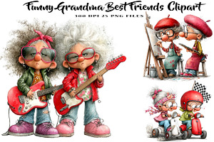 Funny Grandma Best Friends, a Seasonal Illustration by CreationArt