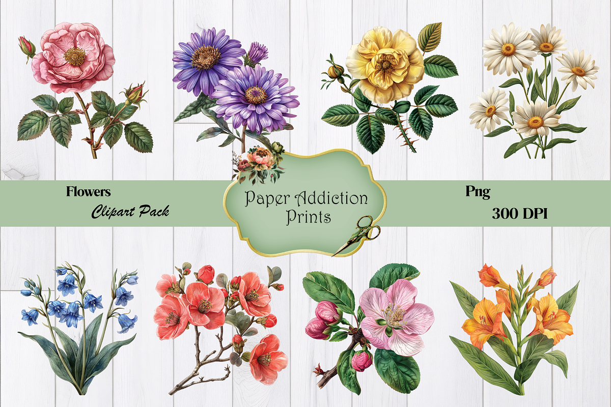 70 Flower Clipart Images, a Decorative Illustration by Paper Addiction Prints (Photo 7 of 10)
