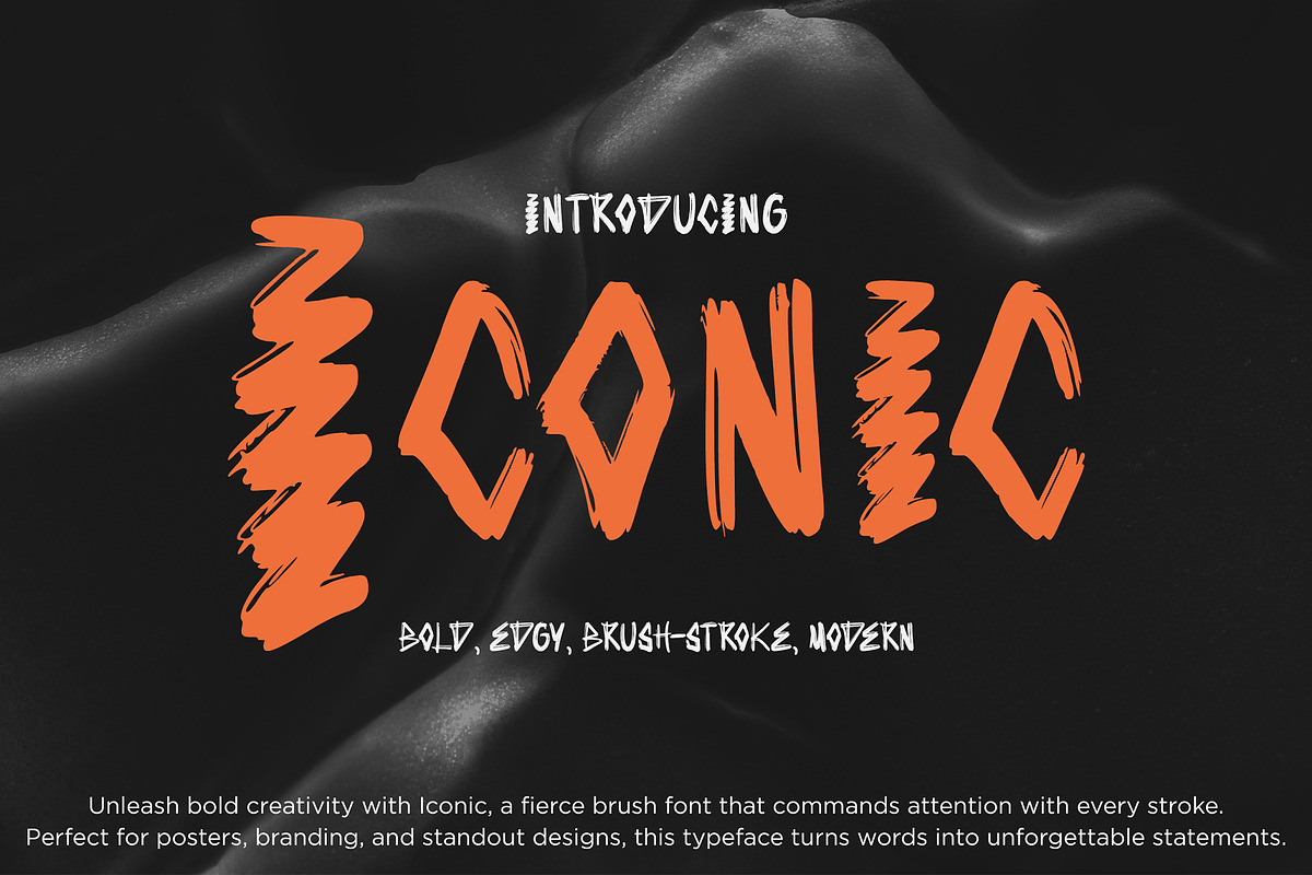 Iconic – Bold Brush Font, a Handwritten Font by Dm Studio (Photo 1 of 7)