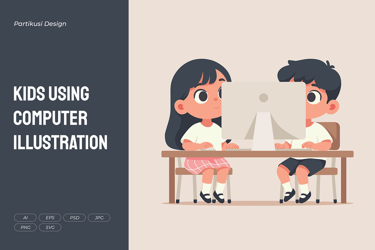 Kids Using Computer Illustration, a Person Illustration by Partikusi Design (Photo 1 of 3)