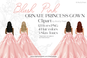 Princess Dress Pink Gown Clipart, an Illustration by Blissful Pixels (Thumbnail 1 of 2)