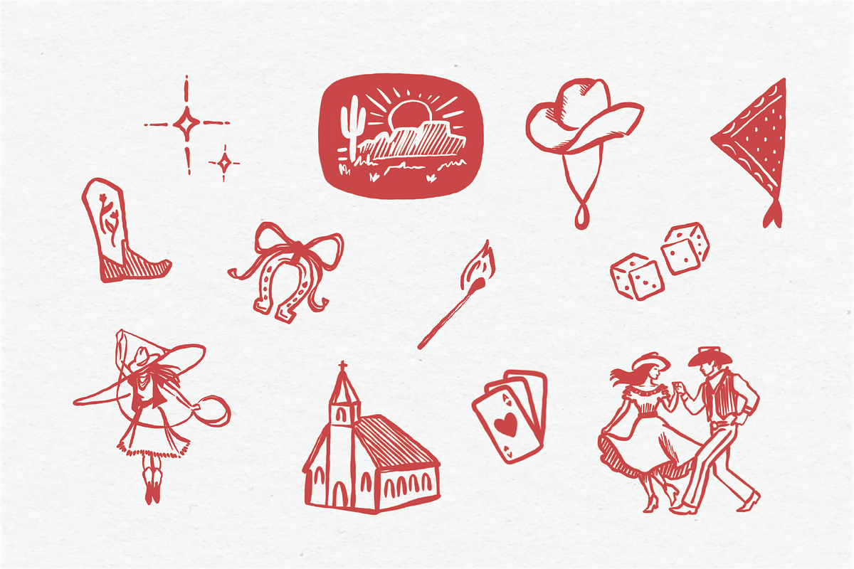 Hand Drawn Western Cowgirl Clipart, an Illustration by Jordyn Grace Design