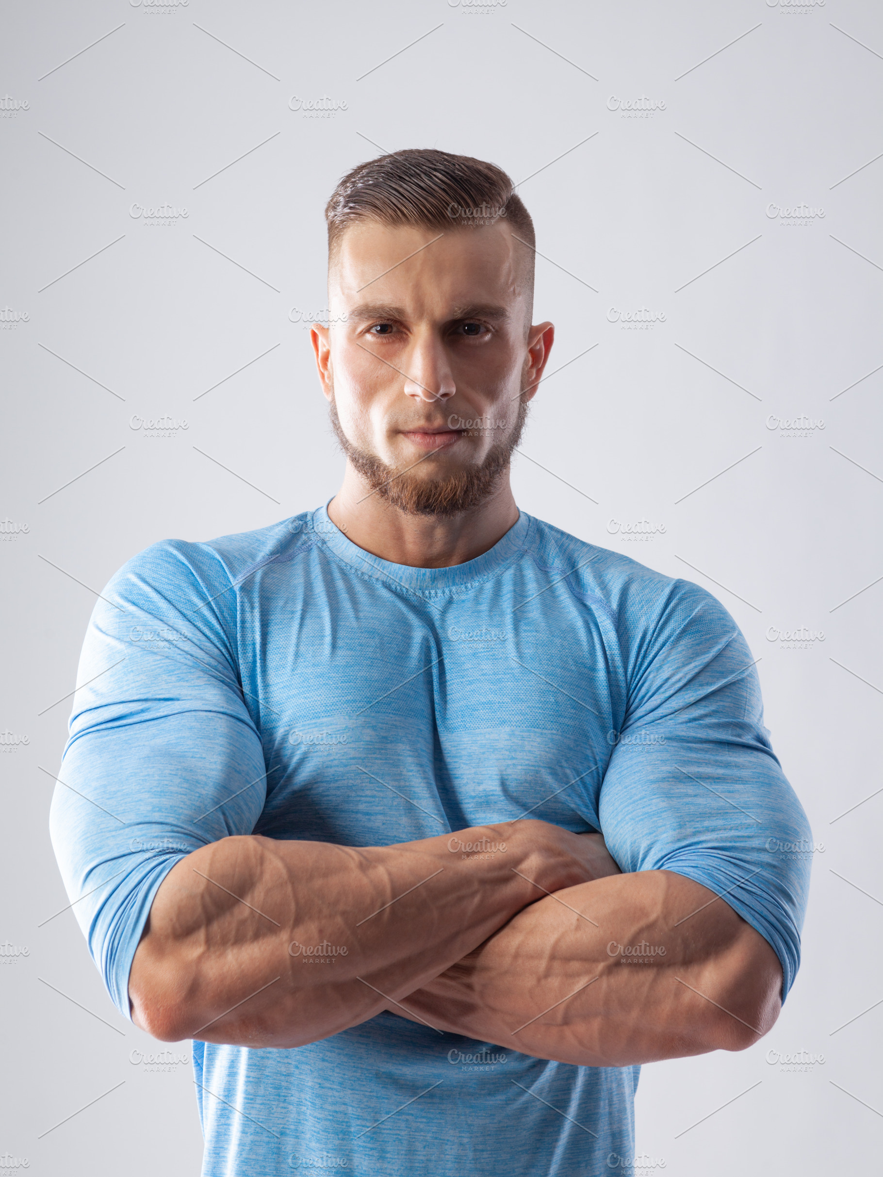 Portrait of a muscular male model on containing male, young, and model, a Sports & Recreation Photo by sport&beauty stock photo
