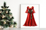 Watercolor Christmas Dress Clipart, an Icon by Canvas Craft (Thumbnail 4 of 6)