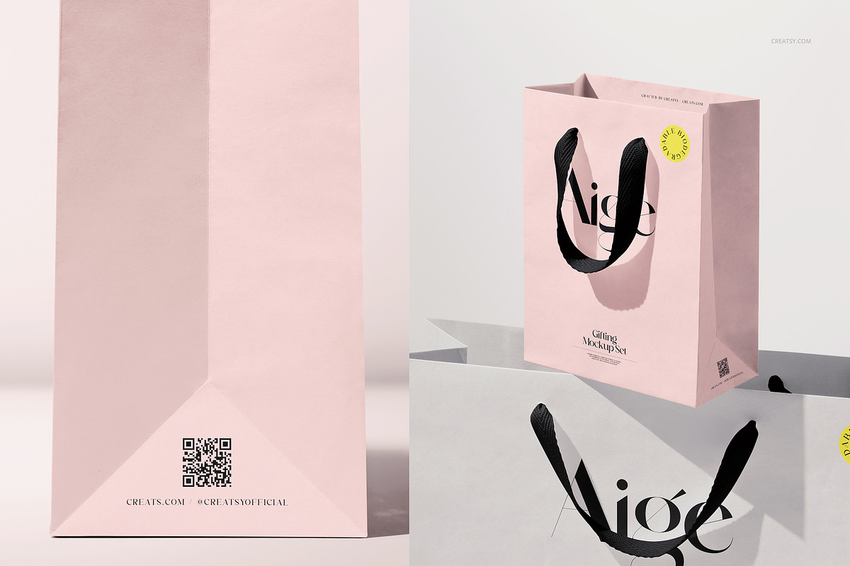 Cotton Handle Paper Gift Bag Mockup, a Packaging Mockup by creatsy5 (Photo 7 of 14)