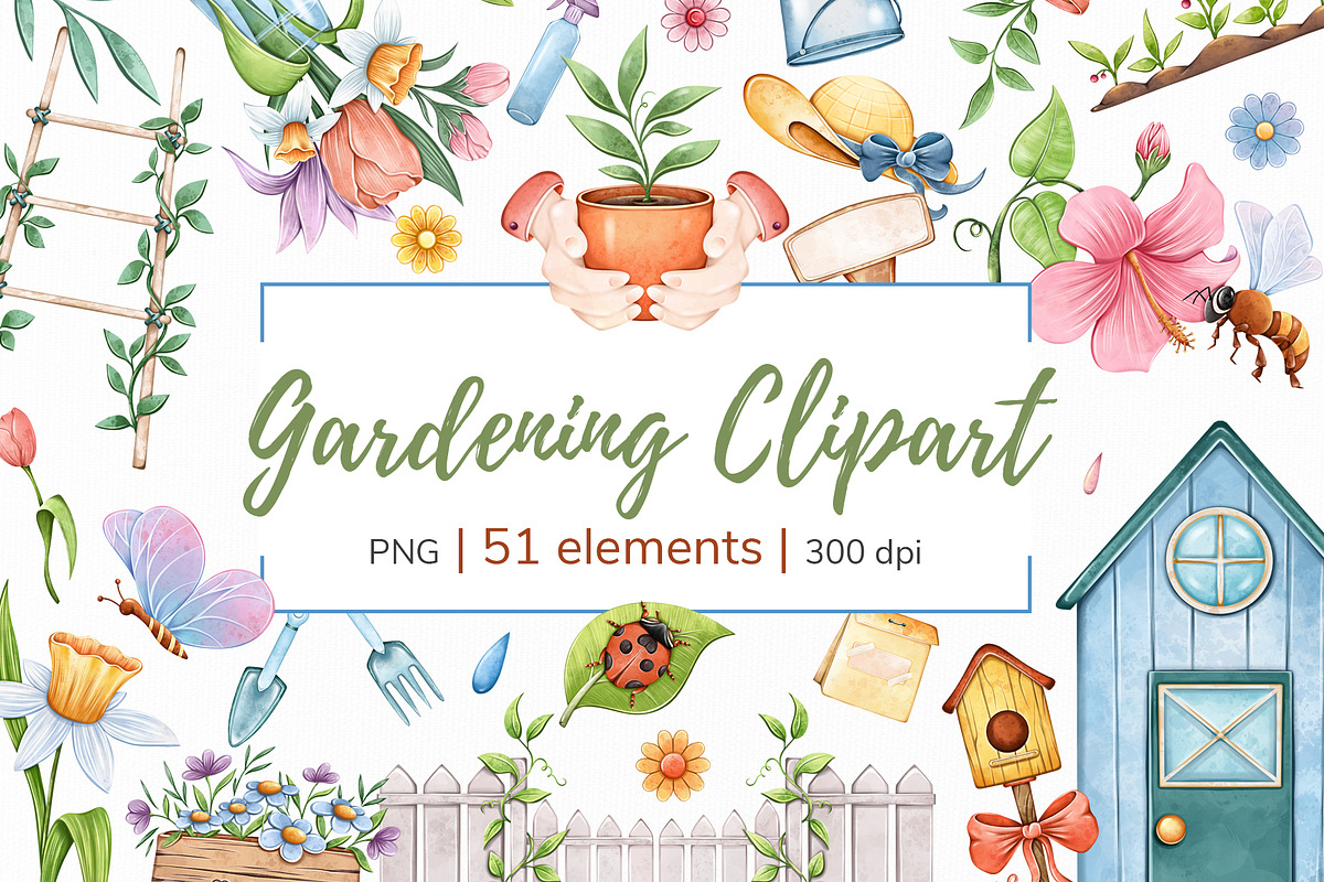 Gardening Clipart PNG Set, an Object Illustration by Mespilia (Photo 1 of 5)