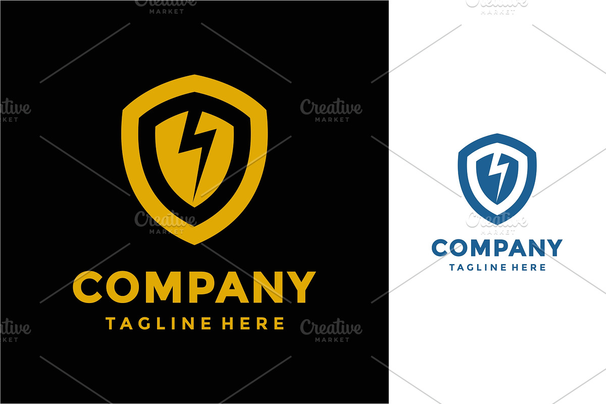 Thunderbolt with shield logo, a Branding & Logo Template by jundio studio