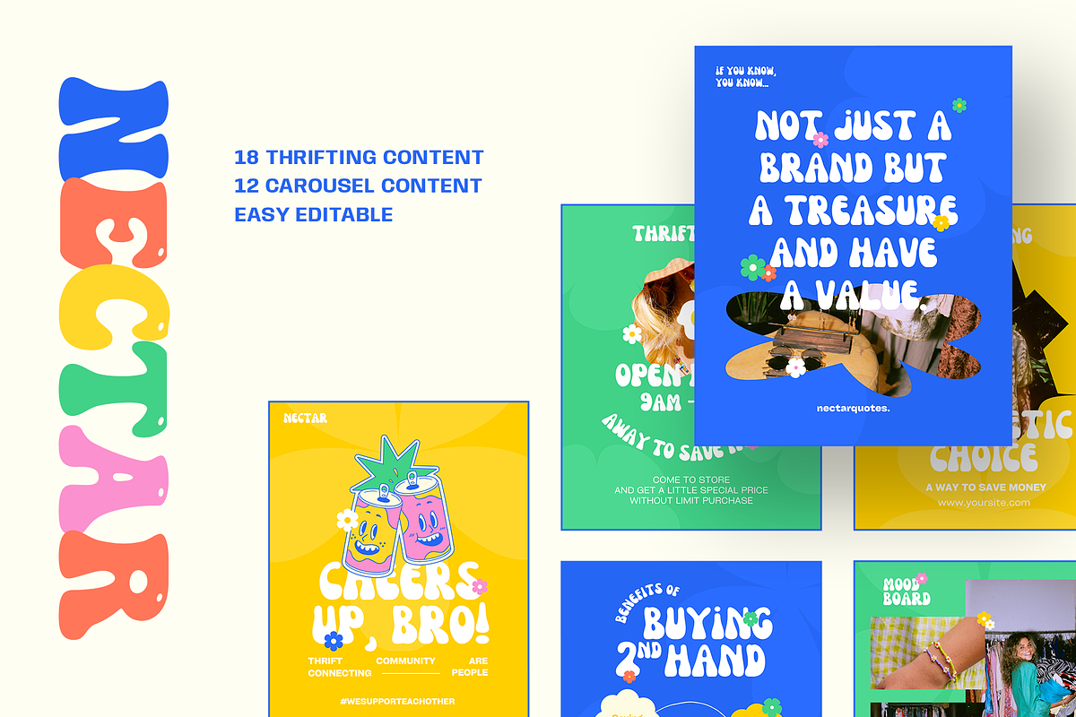 Thrifting Social Media Pack, a Social Media Template by Sixtysix Labs (Photo 2 of 9)