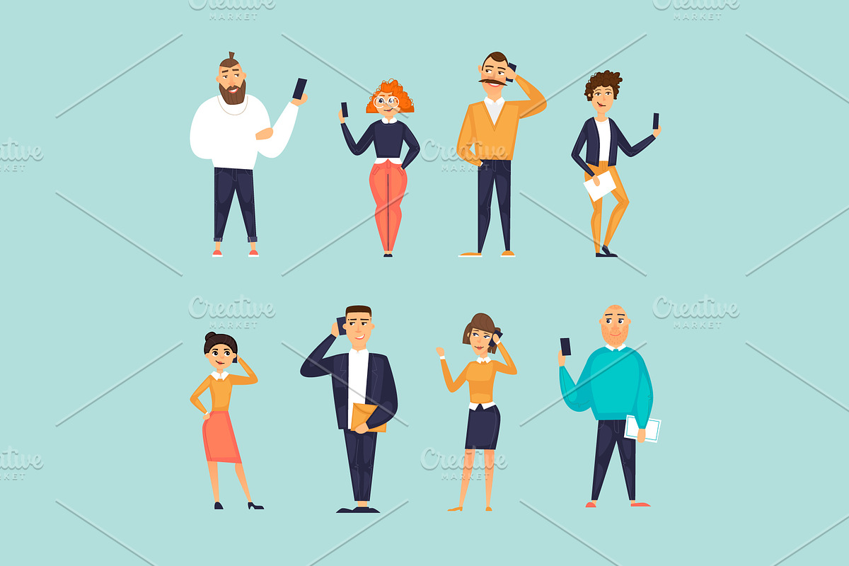 People talk on the phone, a Person Illustration by Podis (Photo 2 of 3)
